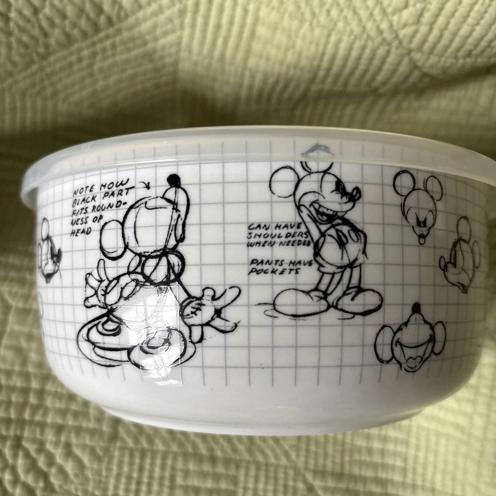 Disney Sketchbook Mickey Mouse & Pluto Ceramic Storage Bowls Containers w/Lids